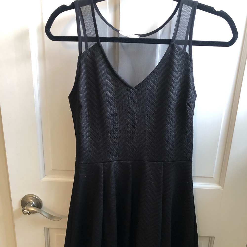 Lush Black Short Cocktail Dress Sheer Top One Size